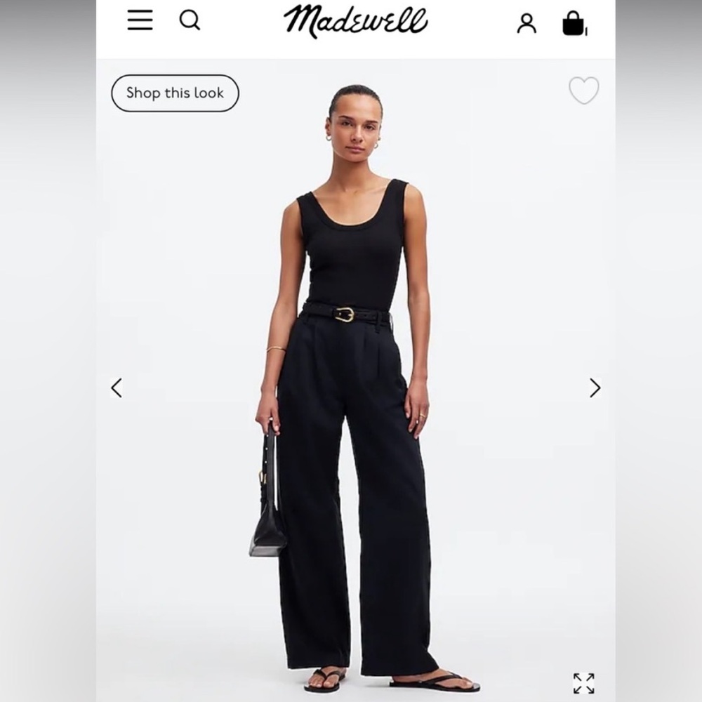 MADEWELL Harlow Wide Leg Pant in ‘true black’ size 0